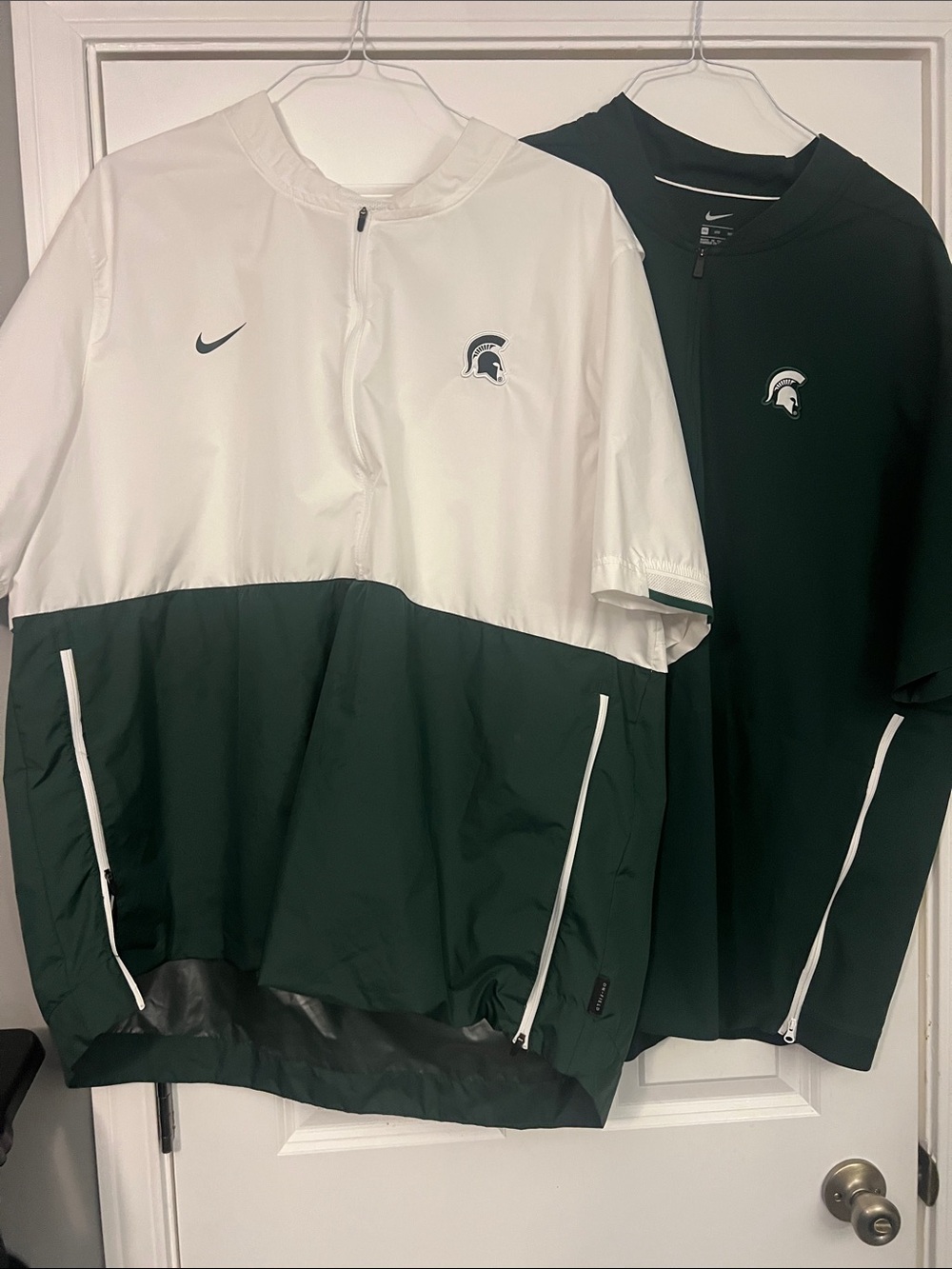 Nike Green and White Michigan State Windbreaker Pullovers